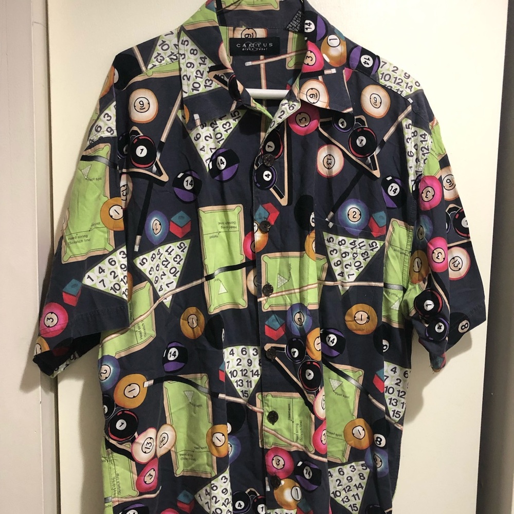Vintage cactus pool billiards all over print shirt